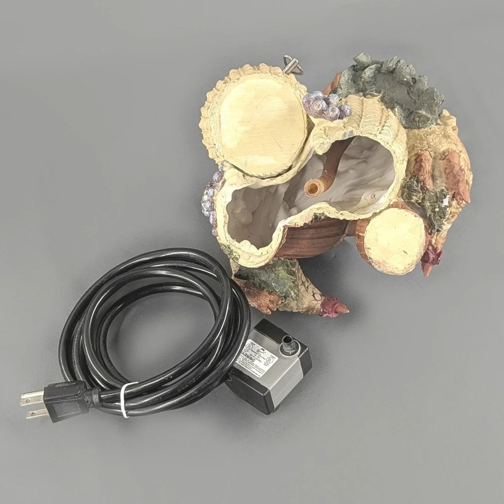 Rustic Harvest Pitcher Rooster Musical Tabletop Water Fountain Resin Decor